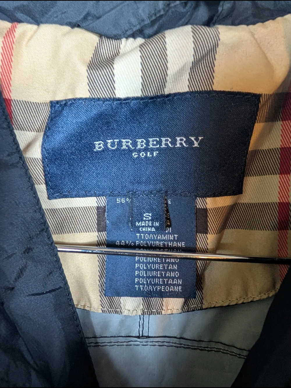 Burberry Golf Pullover Windbreaker Jacket Mens Size S Black Green Quarter Zip
